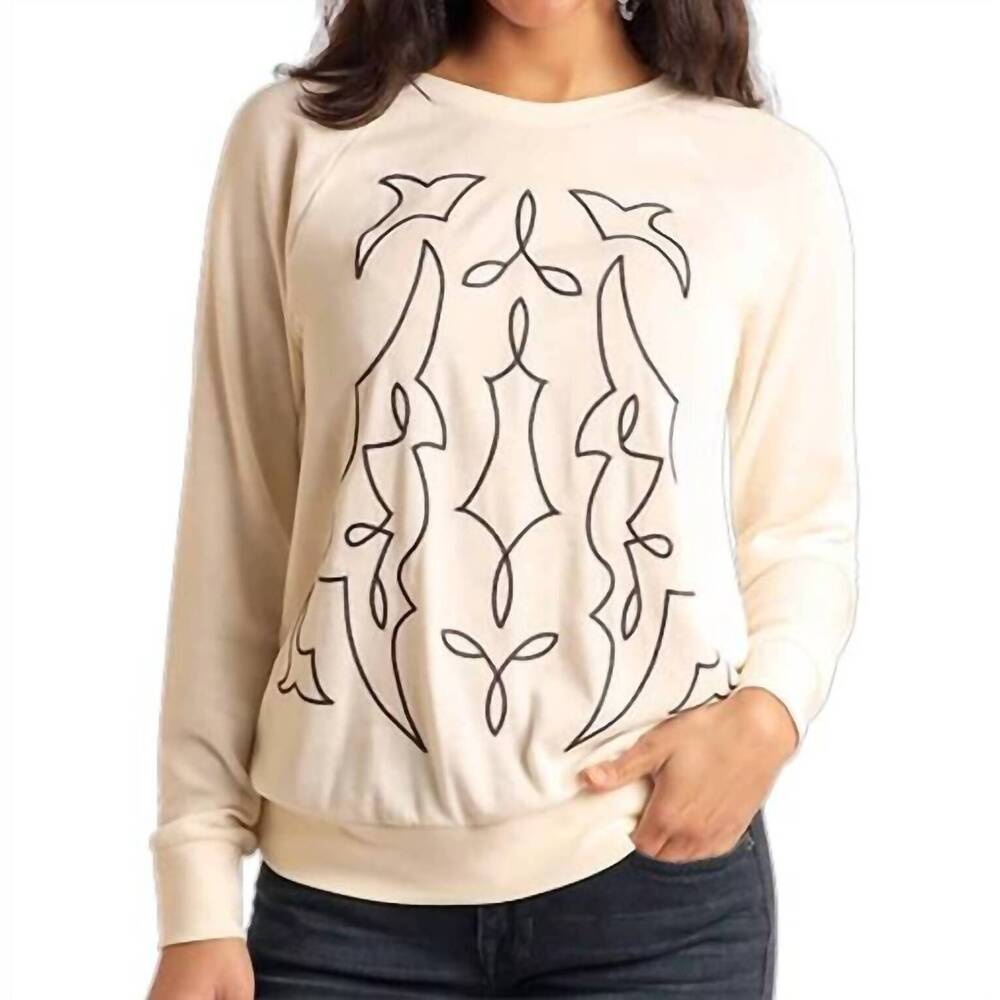 NEW PANHANDLE embroidered bootstitch sweatshirt in cream